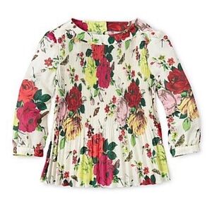 Ted Baker Floral girls pleated floral blouse 3/4 sleeve size M (8) spring outfit